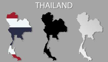 Tailandia mapa conjunto lata ser extendido ilustración. vector