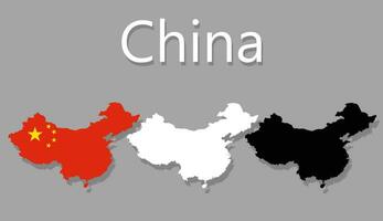 China mapa conjunto lata ser extendido ilustración. vector