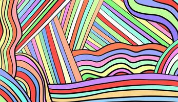 Hand drawn abstract rainbow pattern gradient background, vector illustration.