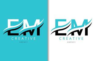 EM Letter Logo Design with Background and Creative company logo. Modern Lettering Fashion Design. Vector illustration