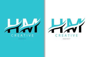 HM Letter Logo Design with Background and Creative company logo. Modern Lettering Fashion Design. Vector illustration