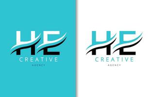 HE Letter Logo Design with Background and Creative company logo. Modern Lettering Fashion Design. Vector illustration