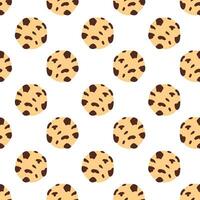 chocolate chip galletas garabatear sin costura modelo. dibujos animados vector plano ilustración antecedentes. para imprimir, textil, web, hogar decoración, moda, superficie, gráfico diseño.