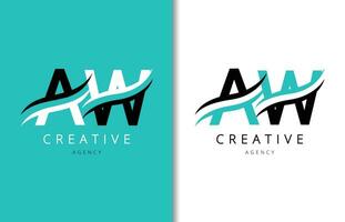 AW Letter Logo Design with Background and Creative company logo. Modern Lettering Fashion Design. Vector illustration