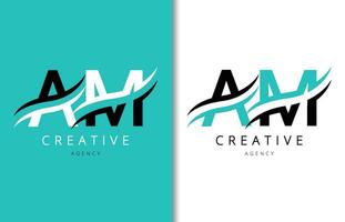 AM Letter Logo Design with Background and Creative company logo. Modern Lettering Fashion Design. Vector illustration