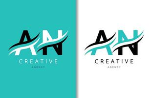 AN Letter Logo Design with Background and Creative company logo. Modern Lettering Fashion Design. Vector illustration