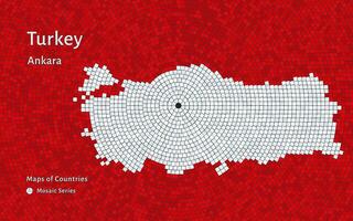 Turkey Map with a capital of Ankara Shown in a Mosaic brick Pattern vector