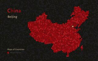 China Map with a capital of Beijing Shown in a Mosaic brick Pattern vector