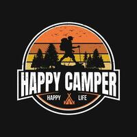 Camping creative t-shirt design vector, Adventure t-shirt design, Outdoor t shirt design,print, Camping logo design vector illustration, Happy camper happy life