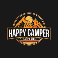 Camping creative t-shirt design vector, Adventure t-shirt design, Outdoor t shirt design,print, Camping logo design vector illustration, Happy camper happy life