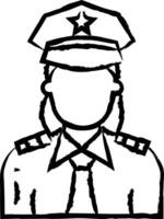 mujer policía mano dibujado vector ilustración