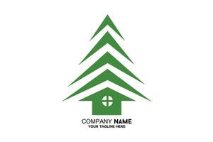 house logo with tree roof vector