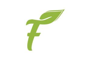 the letter F with a combination of leaves vector