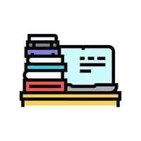 ordenador portátil libros en línea aprendizaje plataforma color icono vector ilustración