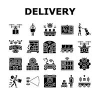 delivery autonomous robot icons set vector