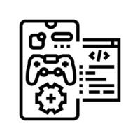 móvil desarrollo juego línea icono vector ilustración