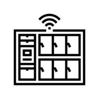 inteligente casilleros autónomo entrega línea icono vector ilustración