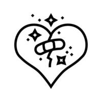 heart bandage patch recovery line icon vector illustration