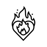 corazón en fuego línea icono vector ilustración