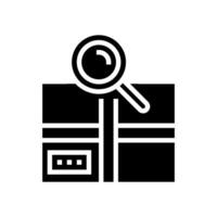 paquete buscar aumentador vaso glifo icono vector ilustración