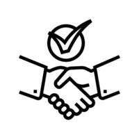 handshake check mark line icon vector illustration