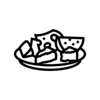 queso plato francés cocina línea icono vector ilustración
