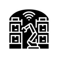 automated warehouse autonomous delivery glyph icon vector illustration