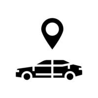 coche mapa ubicación glifo icono vector ilustración
