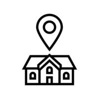hogar mapa ubicación línea icono vector ilustración