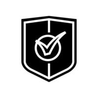 shield check mark glyph icon vector illustration