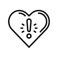 heart exclamation point line icon vector illustration