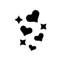 hearts fly glyph icon vector illustration