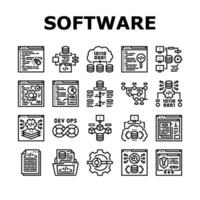 software engineer computer code icons set vector