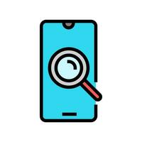 smartphone search magnifying glass color icon vector illustration