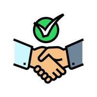 handshake check mark color icon vector illustration