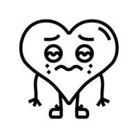 heart character sad emotions line icon vector illustration