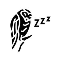 soñoliento búho dormir noche glifo icono vector ilustración