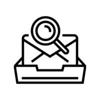 mailbox search magnifying glass line icon vector illustration