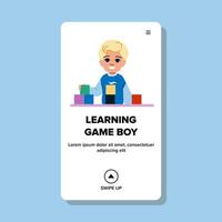 child learning game boy vector