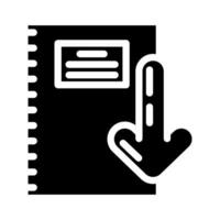 notepad download file glyph icon vector illustration