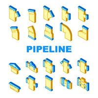 pipeline industry gas pipe icons set vector