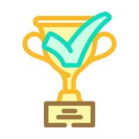 trophy check mark color icon vector illustration