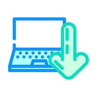 laptop downloading data computer color icon vector illustration