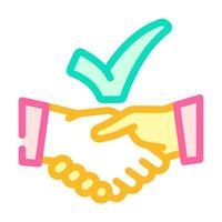 handshake check mark color icon vector illustration