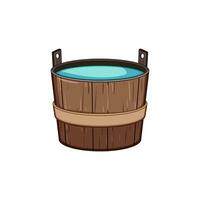 hot wooden tub cartoon vector illustration