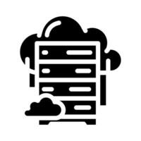 nube base de datos glifo icono vector ilustración