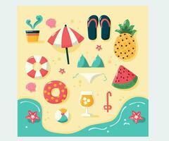 Flat Design Elements Collection Summertime Illustration vector