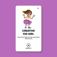 fun creative kid girl vector