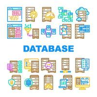 database administrator computer, icons set vector