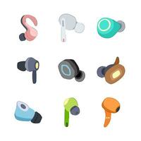 wireless earphones set cartoon vector illustration